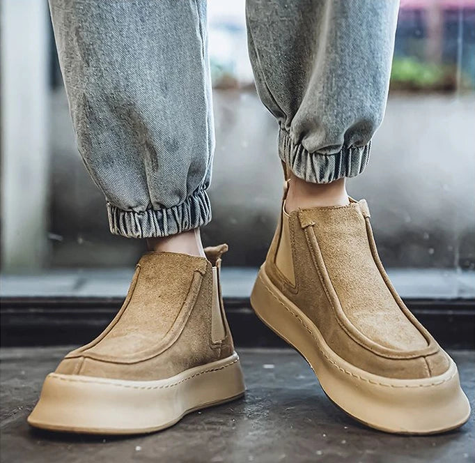 Ghete Chelsea Shangkaka cu platformă, croială înaltă - Mărimea 44, Înălțimea tocului 2 cm, Înălțimea gleznei