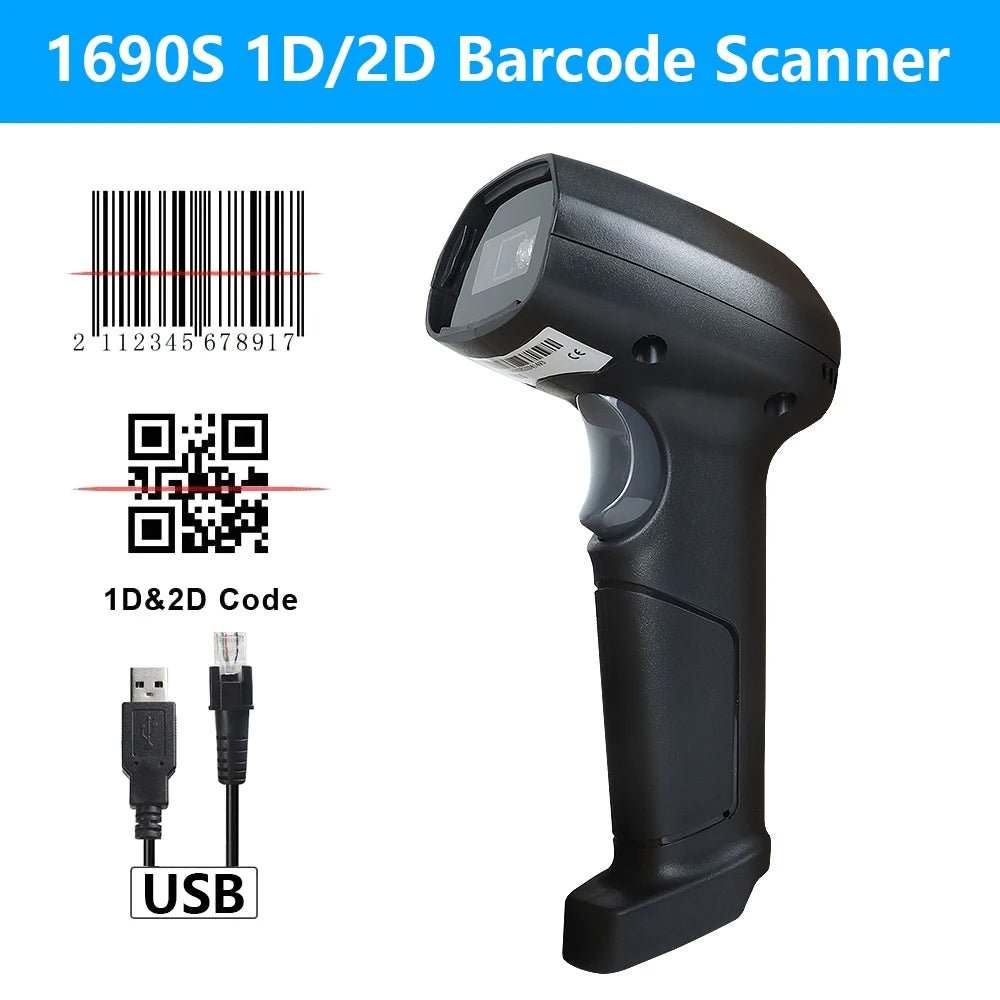 1D/2D Supermarkt Handheld Barcode Bar Code Scanner Leser QR PDF417 Bluetooth 2.4G Drahtlos & Verkabelt USB Plattform - 12.02€