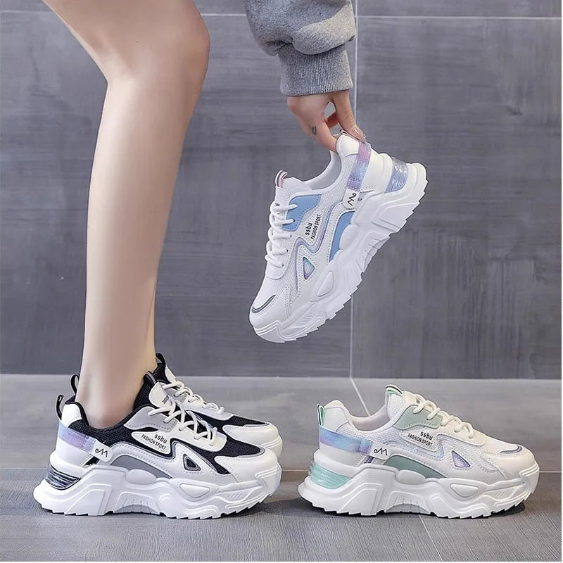 NEW Sneakers Women Platform Flat Shoes Woman Shoes Green Casual Trainers Ladies Chunky Sneakers Women Shoes