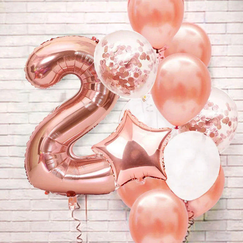 RoseGold Zahlenballons 32 Zoll Roségold - 13er Set 32cm