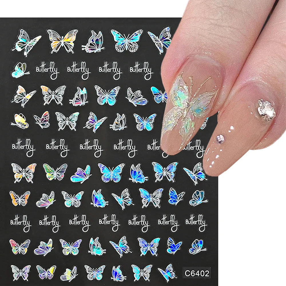 MAFANAILS NLS 3D Holografisch Schmetterling - 1St Schwarz