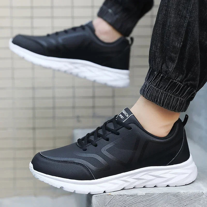 Men's Shoes Summer Men Sneakers Comfortable Classic Casual Flat Shoes Outdoor Walking Sport Black Shoe Man PU Leather Masculino