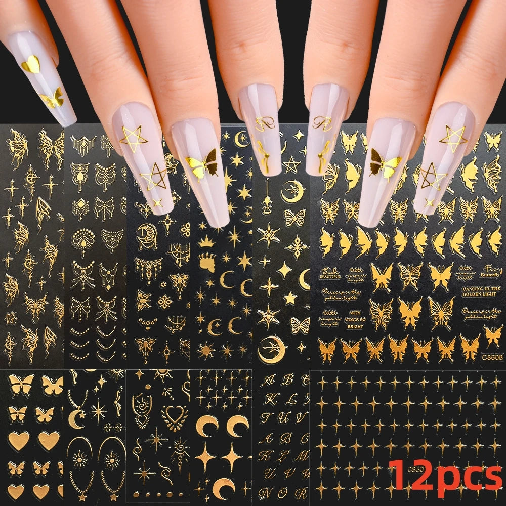 MAFANAILS Y2K Holo Schmetterlinge - 12er Selbstklebend