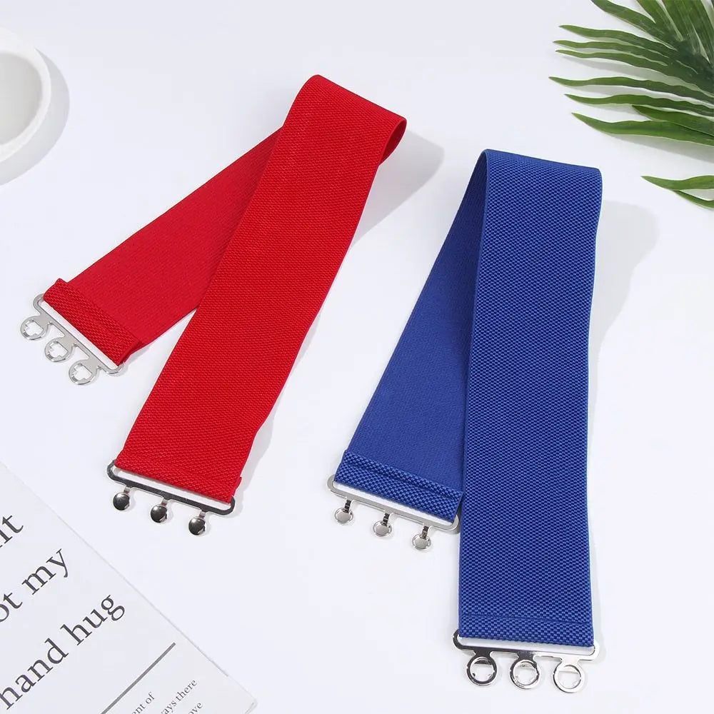 Women Fashion Wide Elastic Belt Metal Buckle Cinch Waistband Ladies Dress Waist Band Fashion Accessory
