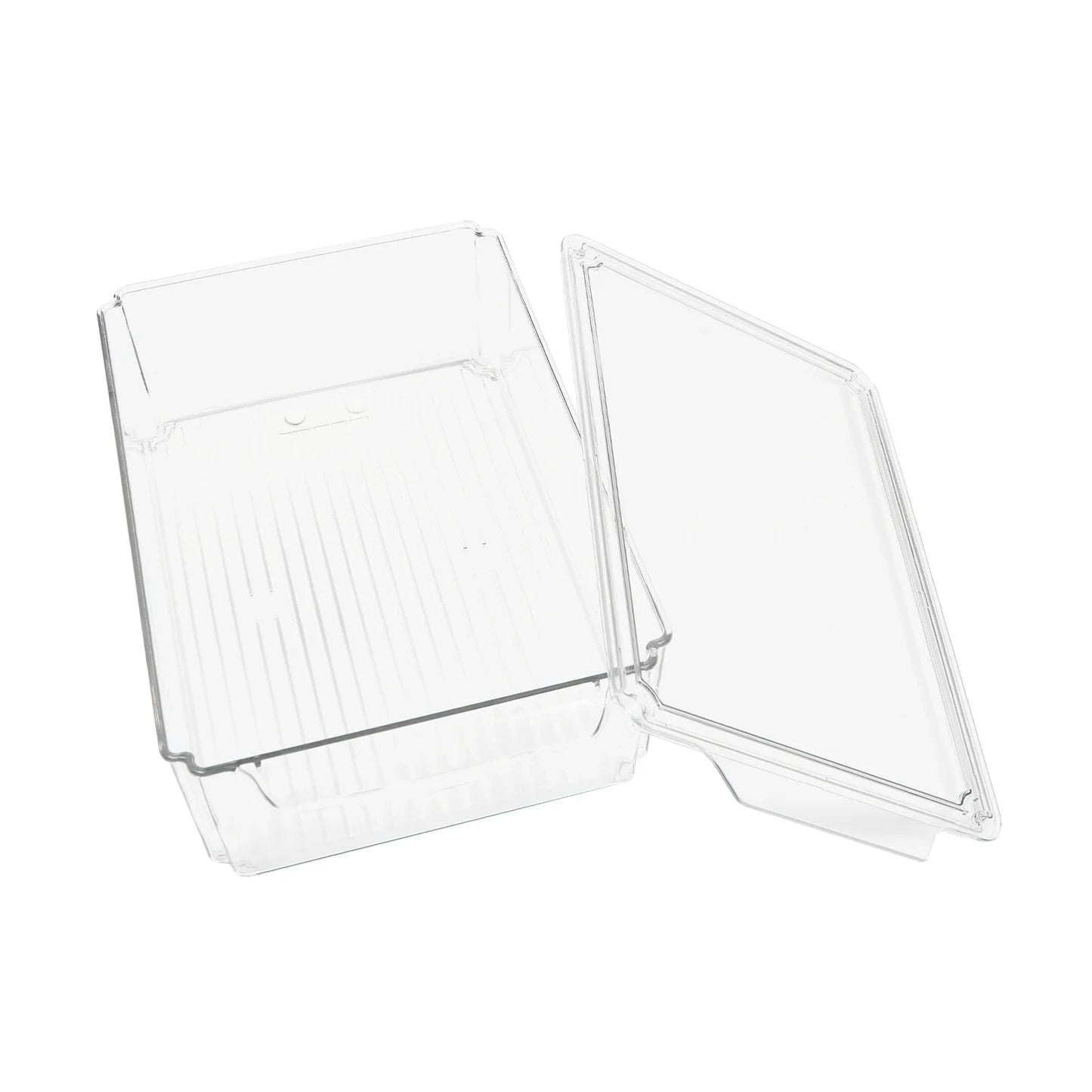 7-teilige Kühlschrank-Organizer, stapelbare Aufbewahrungsbehälter mit Deckel, durchsichtige Kunststoff-Aufbewahrungsbehälter, für Obst, Gemüse, Gefrierschrank