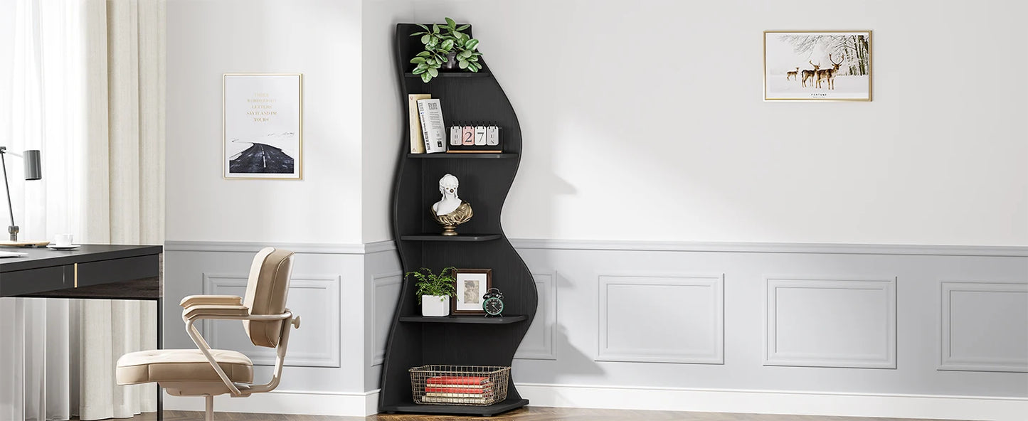 Tribesigns Bücherregal Eckregal 5-stufig Pflanzenständer Wohnzimmer