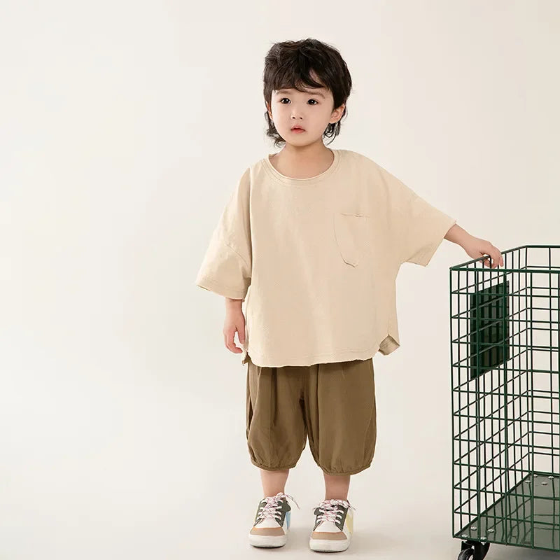 Jungen-T-Shirt 2025: Korean-Style Rundhals - Minimalist Premium Collection