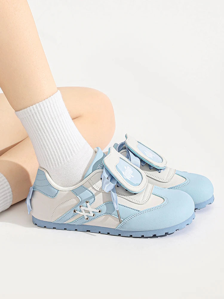 Damen Blaue Schuhe 2025 - Schleife Comic Stil Sneakers - 1cm Flache Schuhe Süße Casual Lolita Stil