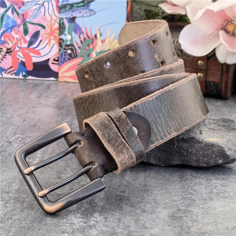 Herren Ledergürtel 2025 - Super Wide 4.2CM Luxury Thick Genuine Leather Double Buckle