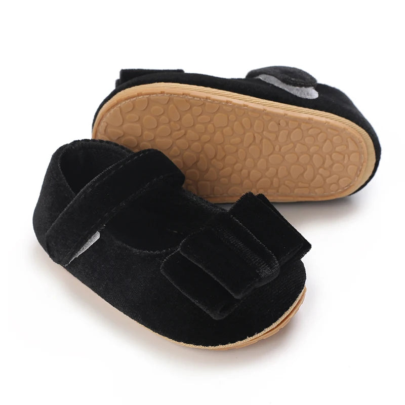Baby-Prinzessinnen-Schuhe 2025: Velvet-Bow Flat-Shoes - First Step Collection