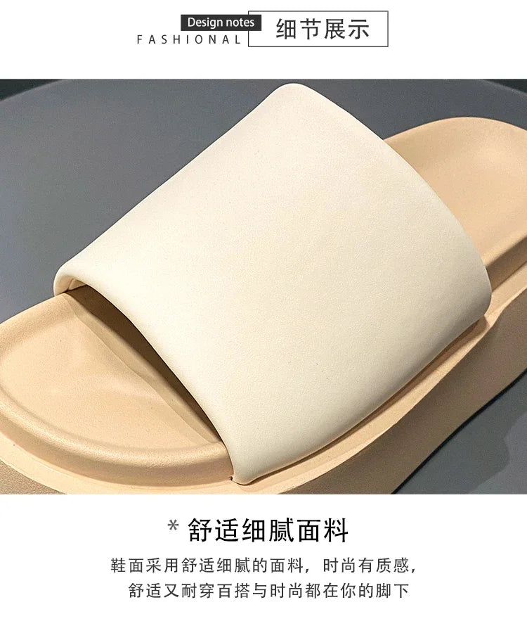 Summer Women Slippers Ladies Beach Flip-Flops Chunky Leather Shoes Wedges Heels Outside Sandals Woman High Platform Slippers 8CM