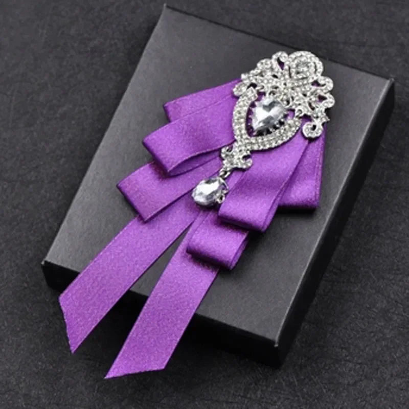 Fashion Handmade Bow Tie Wedding Collar Luxury Rhinestone Bowtie Necktie Brooch Pocket Towel Square Set Gift for Men Accessories