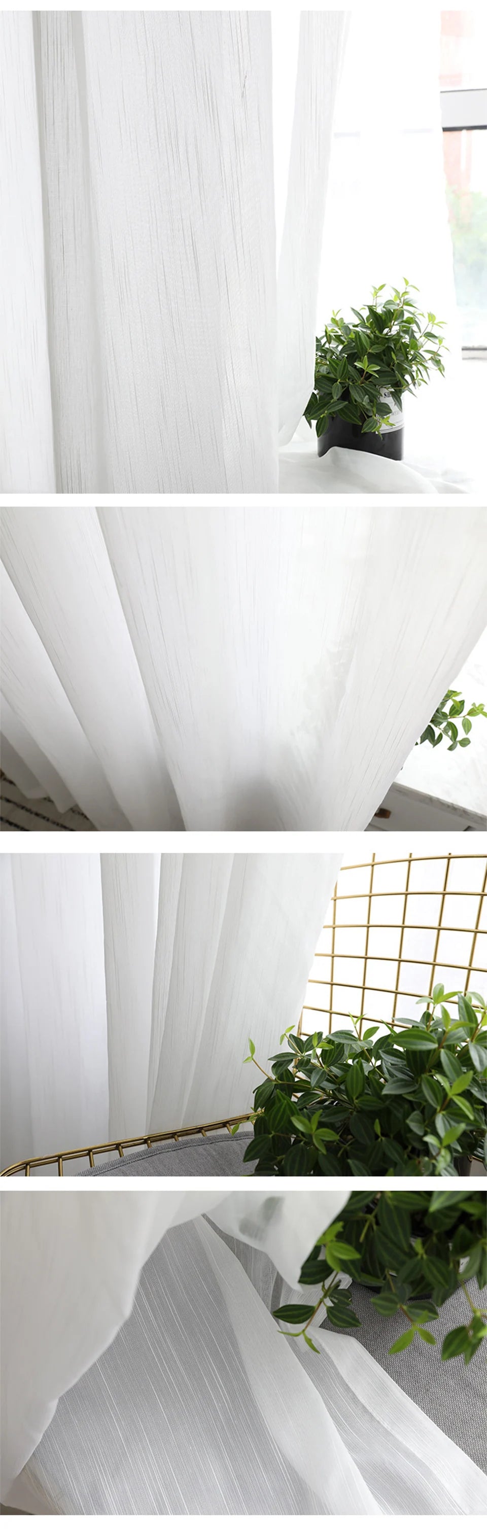 Custom Size Semi Solid White Striped Tulle Window Sheer Curtain Tulles for Living Room Bedroom Voile Kitchen Drape Blinds Drapes