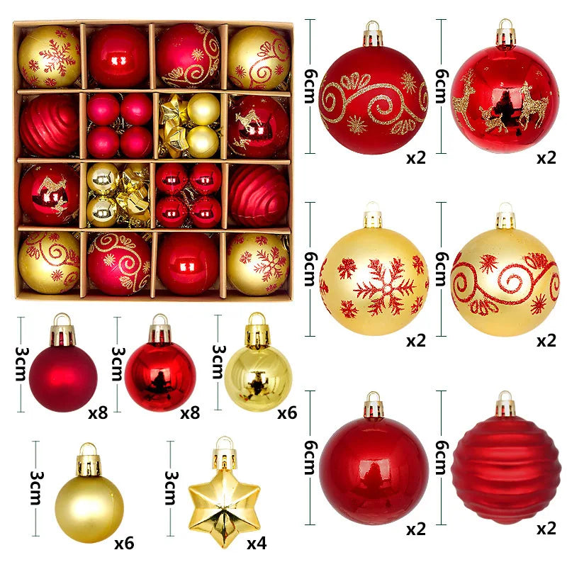 Choice GP165 Weihnachtskugeln Set - 44 Stück, Durchmesser 3 Und 6 cm