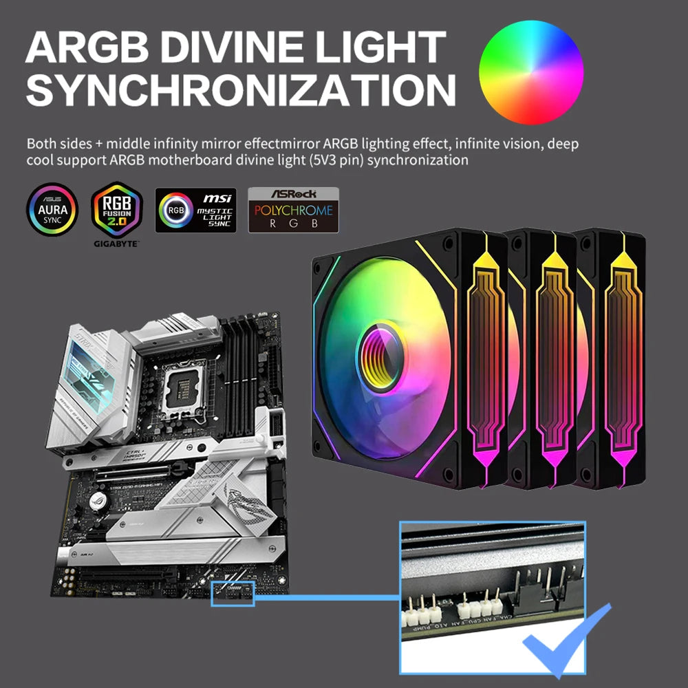 Aigo AS12 ARGB Lüfter - 120mm 800-2000RPM 4.2W PC Kühlung