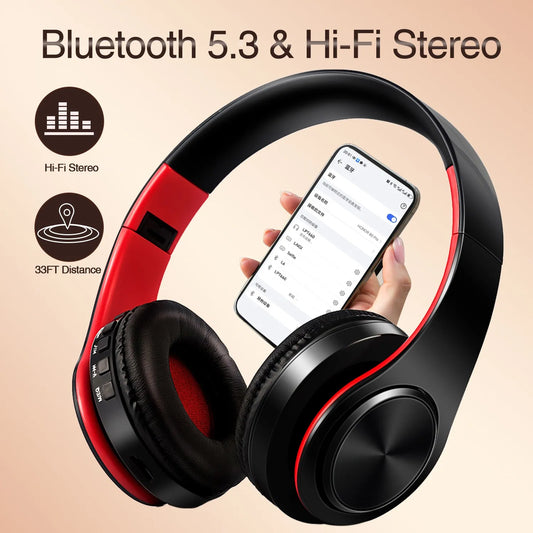 CATASSU Bluetooth Kopfhörer Over-Ear Stereo Drahtloses Headset Weiche Leder Ohrpolster Eingebautes Mikrofon für PC/Handy/TV