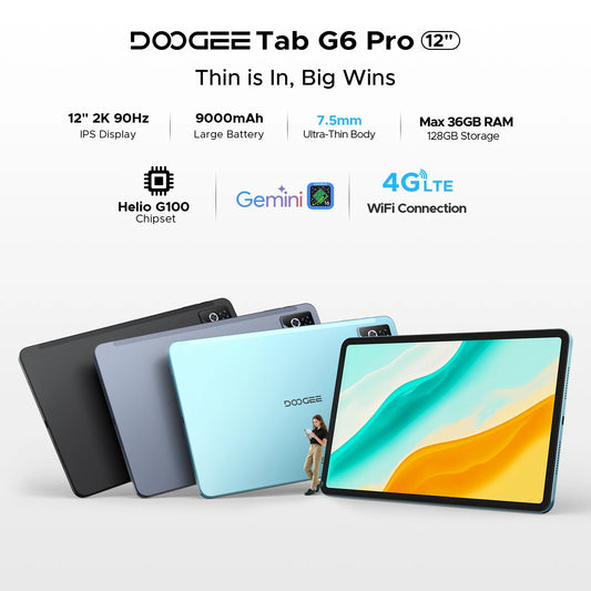 DOOGEE Tab G6 Pro Ultrathin Metallgehäuse - 12Zoll 9000mAh 128GB ROM