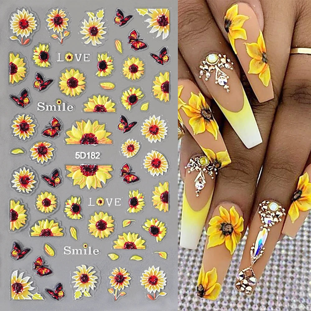 Choice 5D Sonnenblume Nailsticker - Selbstklebend 10x6cm