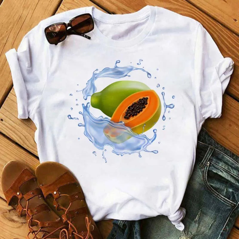 Women's T-shirt Fashion Fruit Watermelon Print Women's T-shirt Spring/Summer Cute Short Sleeved Top T-shirt Clothing