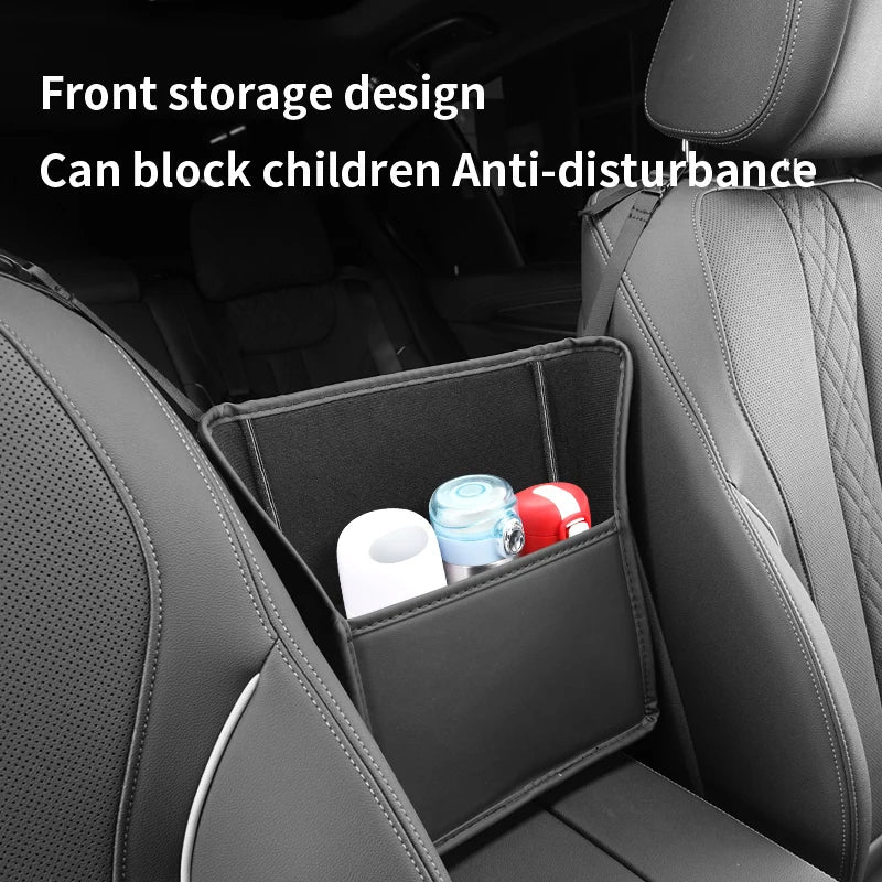 Car Seat Middle Storage Bag PU Leather Car Armrest Hanging Organizer Multifunction Handbag Holder Net Pocket Cup Tissue Storage