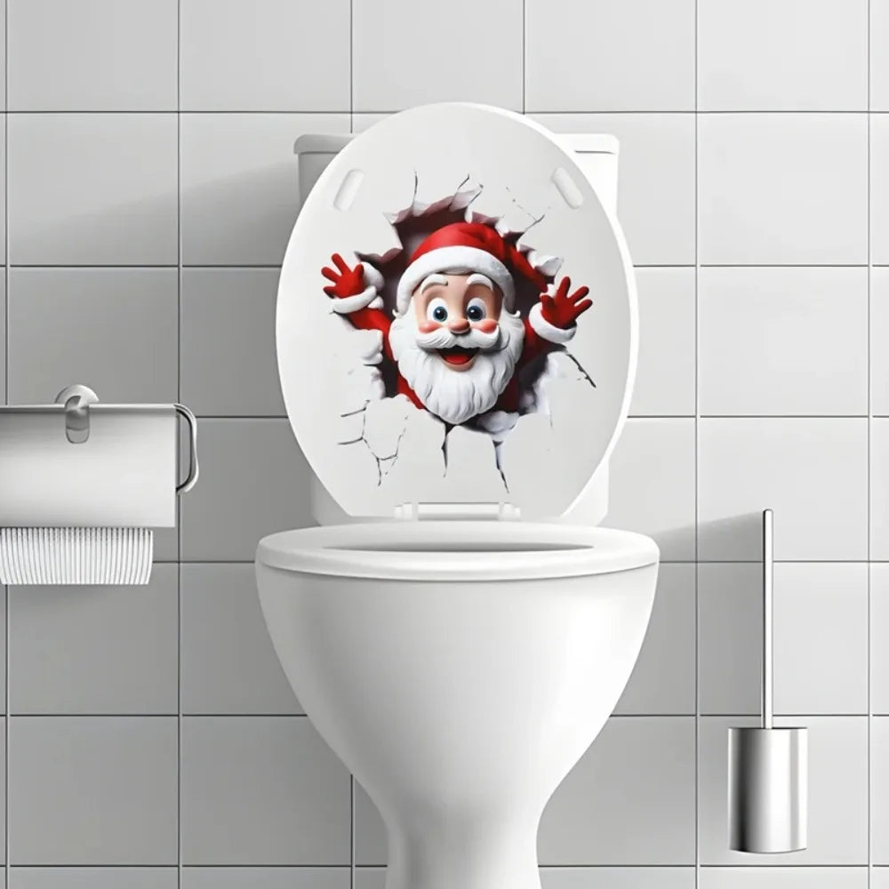 Christmas Toilet Sticker Merry Christmas Decoration Santa Claus Bathroom Sticker Home Toilet Decoration 2026 New Year Gift Fun