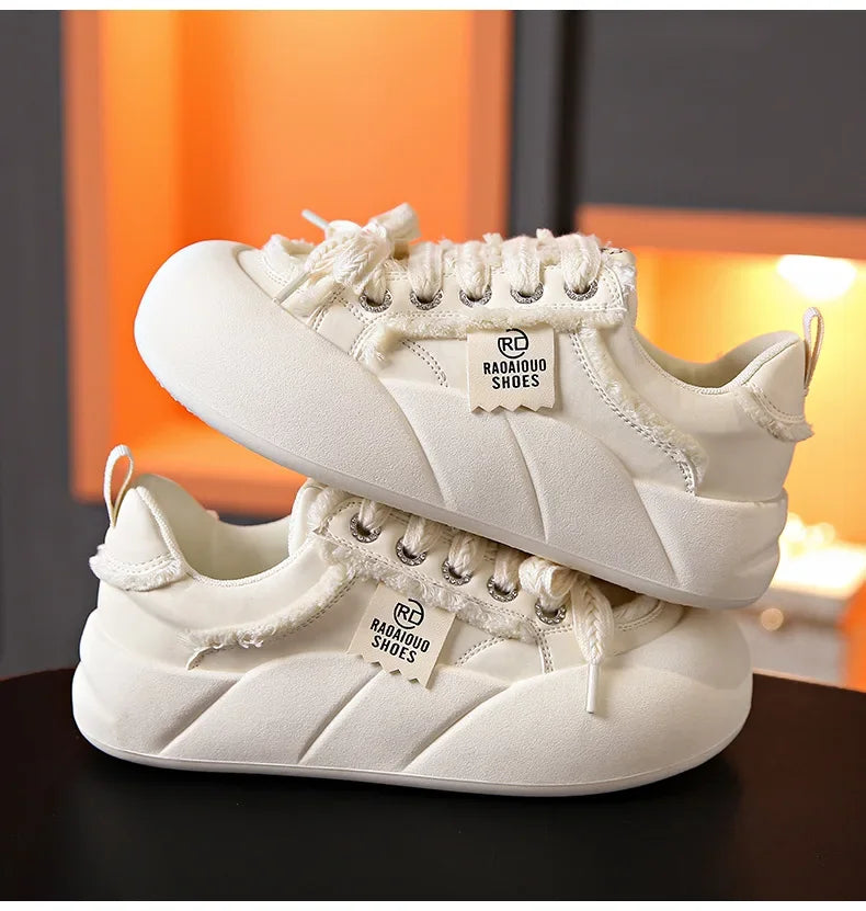 Women Flat New Wave Platform Sneakers Female Autumn New Round Toe Mixed Colors Women Casual Shoes Comfortable Breathable Loafers