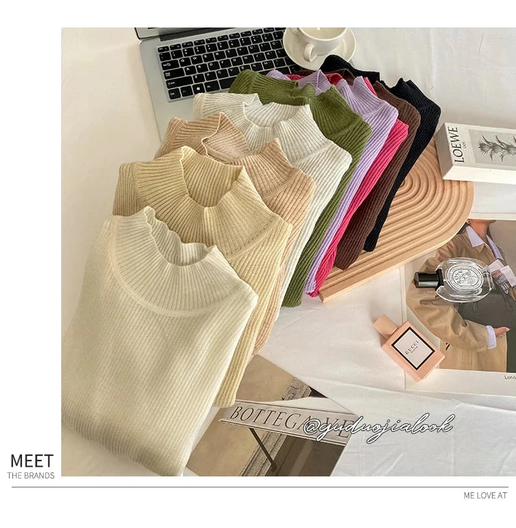 HerbstChic Mockneck Stehkragen - S-XL, dünn, Strick