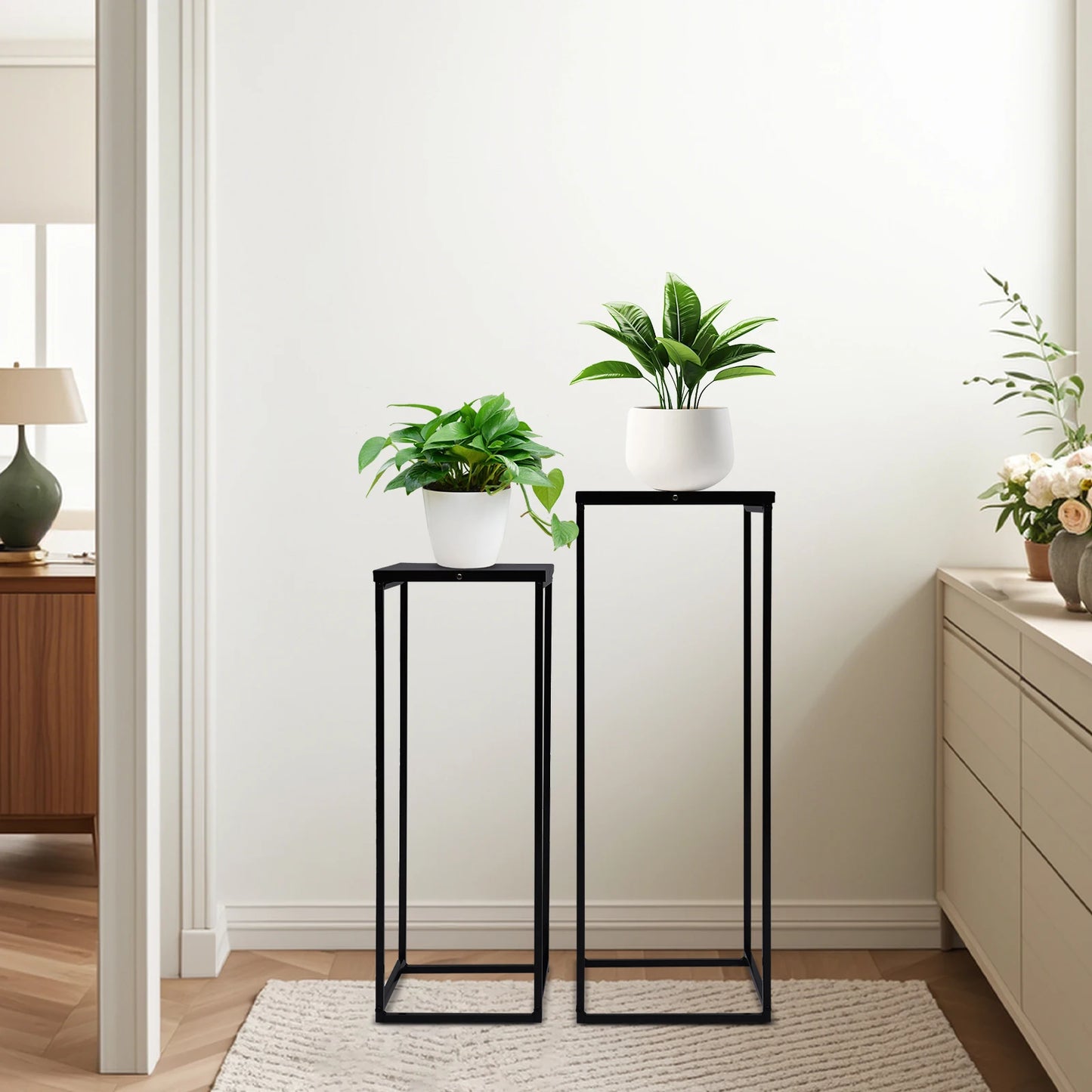 Bymaocar Pflanzenständer-Set 70/60 cm Metall Tragfähigkeit 4-5 kg