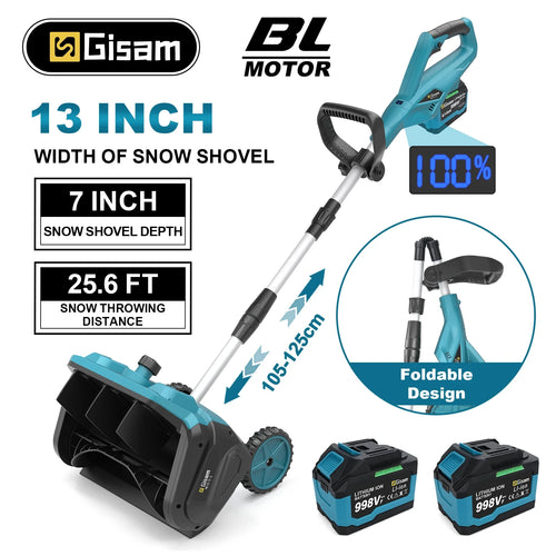 Gisam Schneepflug Bürstenlos - 4,5 Ah,3500 W, Breite 32 cm