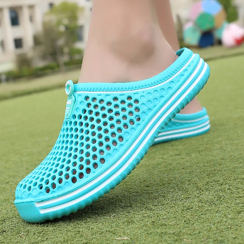 POLALI Damen Sandalen 2023 Sommer Sandalen Mode Ausgehöhlt Atmungsaktiv Strand Hausschuhe Flip Flops EVA Massage Hausschuhe Sandalen