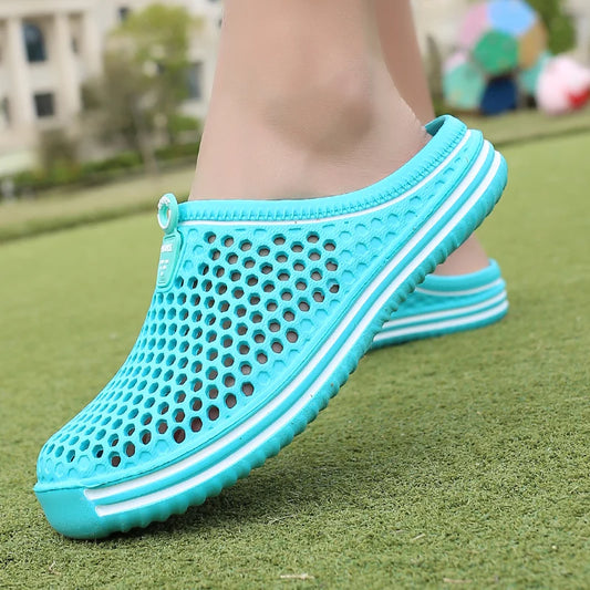 POLALI Damen Sandalen 2023 Sommer Sandalen Mode Ausgehöhlt Atmungsaktiv Strand Hausschuhe Flip Flops EVA Massage Hausschuhe Sandalen