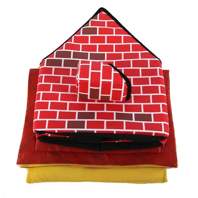Katze Welpe Home Tragbar 2025 - Rote Ziegel Haustier Hunde Haus - Warm Gemütlich Katzen Bett Hunde Zwinger Abnehmbar Travel House