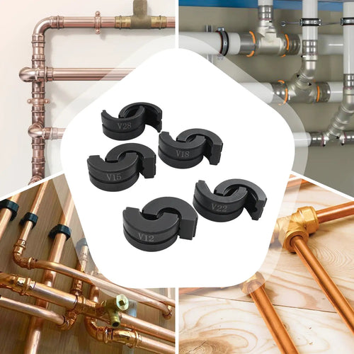 Jaws V Kontur-Crimpzange, 5-teiliges Set, für 12mm, 15mm, 18mm, 22mm, 28mm Kupferrohre, Rohrcrimpwerkzeug, Schwarz