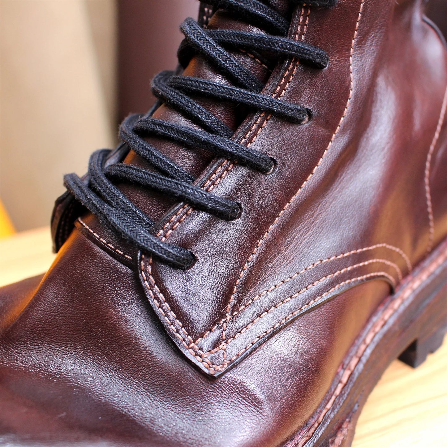 Goodyear Pure Handmade Pferdelederstiefel - Individuelle Schnürung Schafthöhe Mittelhoch Vollleder Innensohle