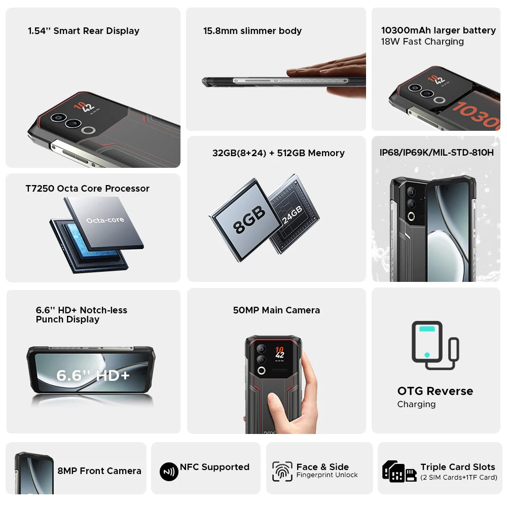 DOOGEE Blade20 Ultra Robustes Smartphone - 10300 mAh, 512 GB, 6,6 Zoll