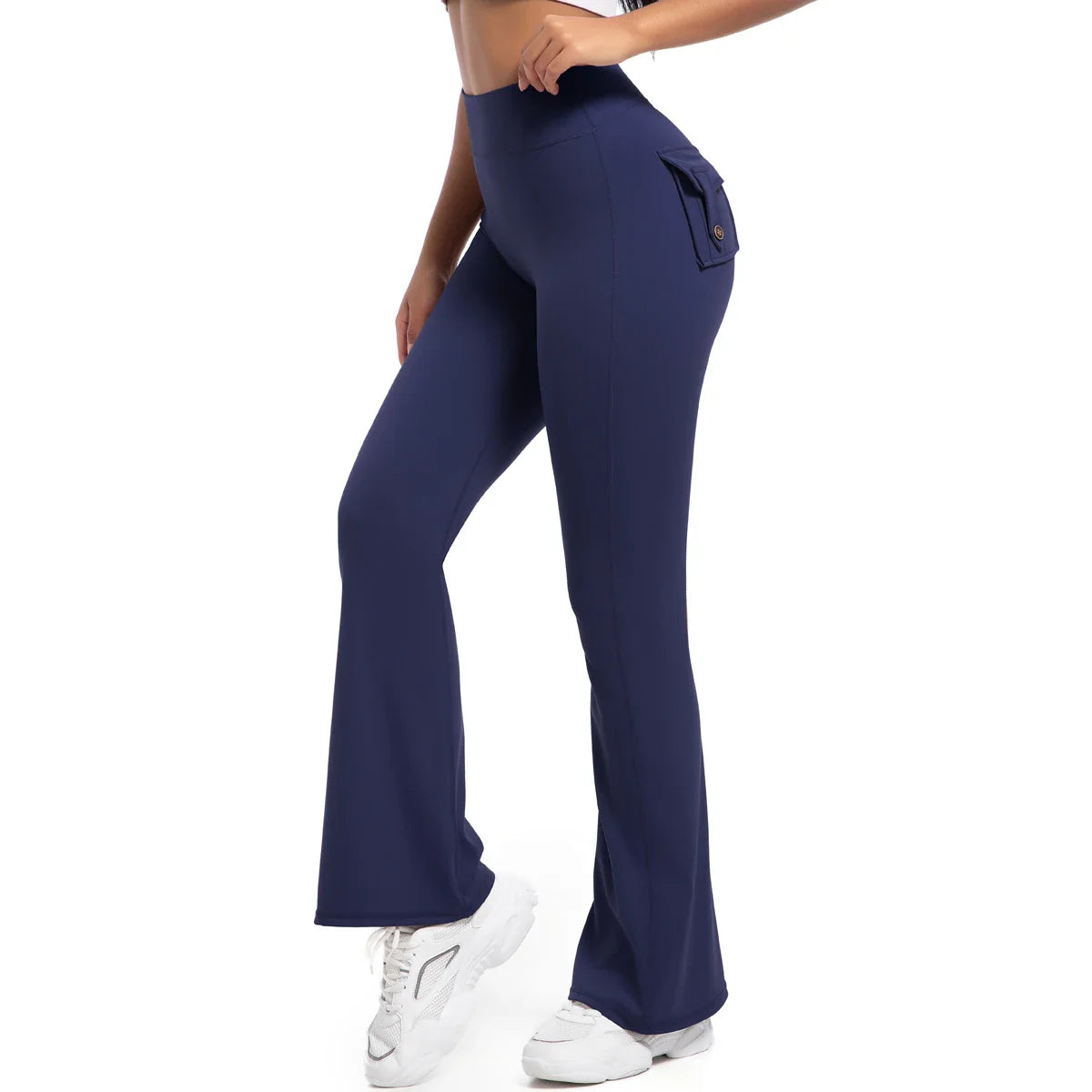 Women Flare pocket leggings high waist Breathable street style