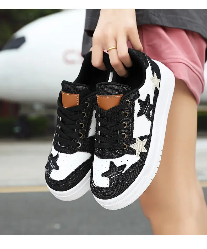 Men's Sneakers Fashion Star Skate Shoes Punk Hip Hop Style Student Sports 2 Summer All-match Non-slip Booster Casual Shoes