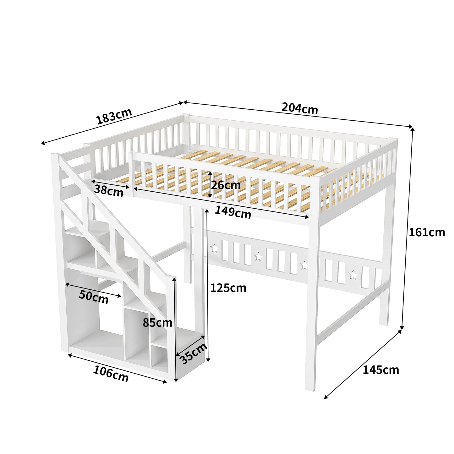 KidoWood Etagenbett Mit Stauraum - Belastbarkeit 120 kg, Abmessungen 140x200 by Golden Bridge Store
