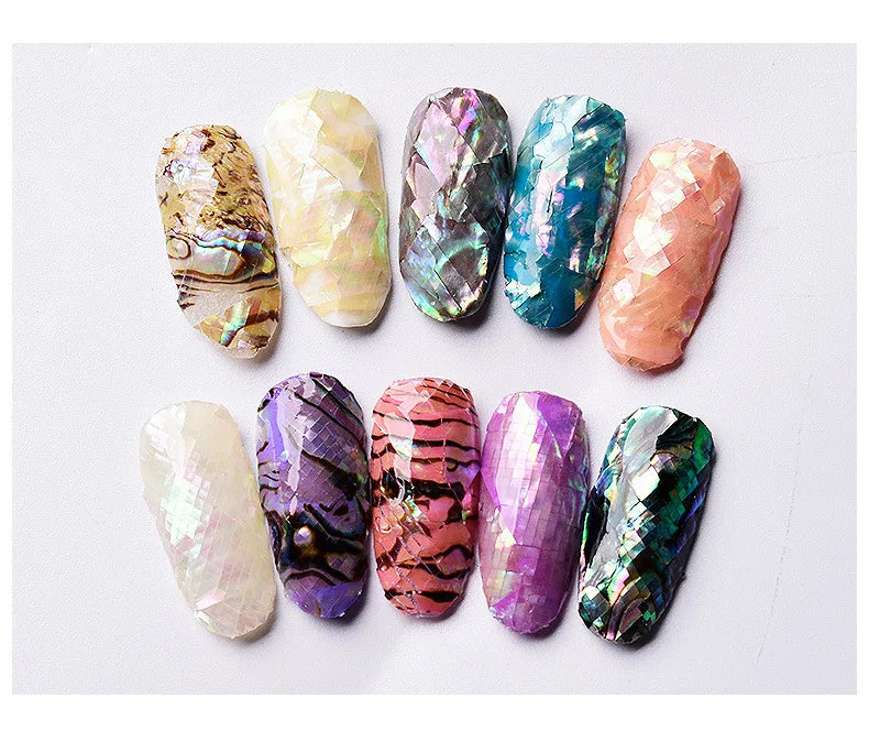 Adhesive 3D Nail Shell Sticker Abalone Shell Fragments Flakes Sequins For Manicure Nails Art Decoration Design Supplies Material