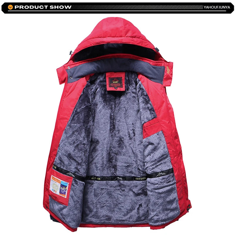 9XL Winterfleece Jacke - Kapuze abnehmbar, Winddicht