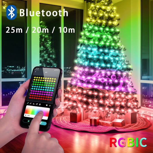 RGBIC String Lights 5V USB - Dimmbar, Bluetooth Steuerung, Länge 25m