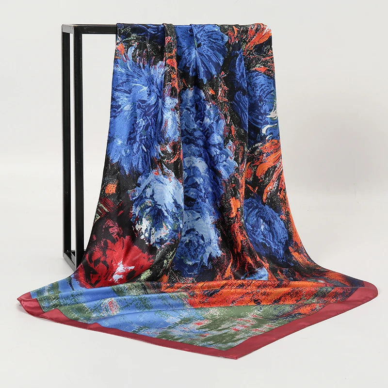 SENAIFE Satin-Schal Elegant - 90x90cm Polyester Leicht