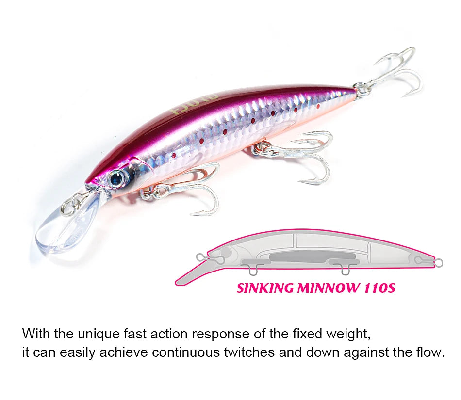 FJORD 110S 37g 90S 29g 70S 17g Schweres Sinken Minnow Angeln Köder Salzwasser Süßwasser Langer Wurf Meer Kunstlicher Köder Jerkbait