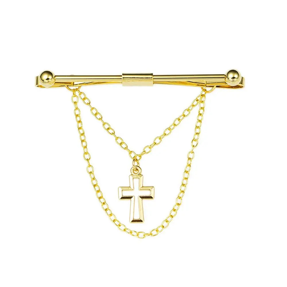Herren Kragen Pin Krawatte Clip 2025 - Bar Kreuz Quaste Kette Hemd Kragen Pin - Hochzeit Geschenk Anzug Brosche Revers Pin Kleidung Accessories