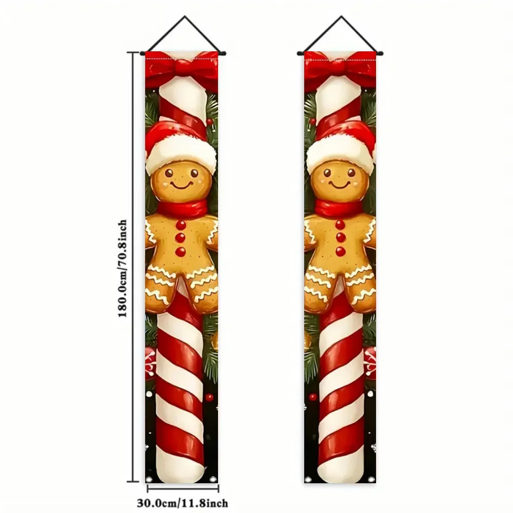 2pc 1set Christmas Hanging Door Banner Santa Claus Snowman Merry Christmas Decoration Elk Navidad Natal Happy New Year 2026 Gift