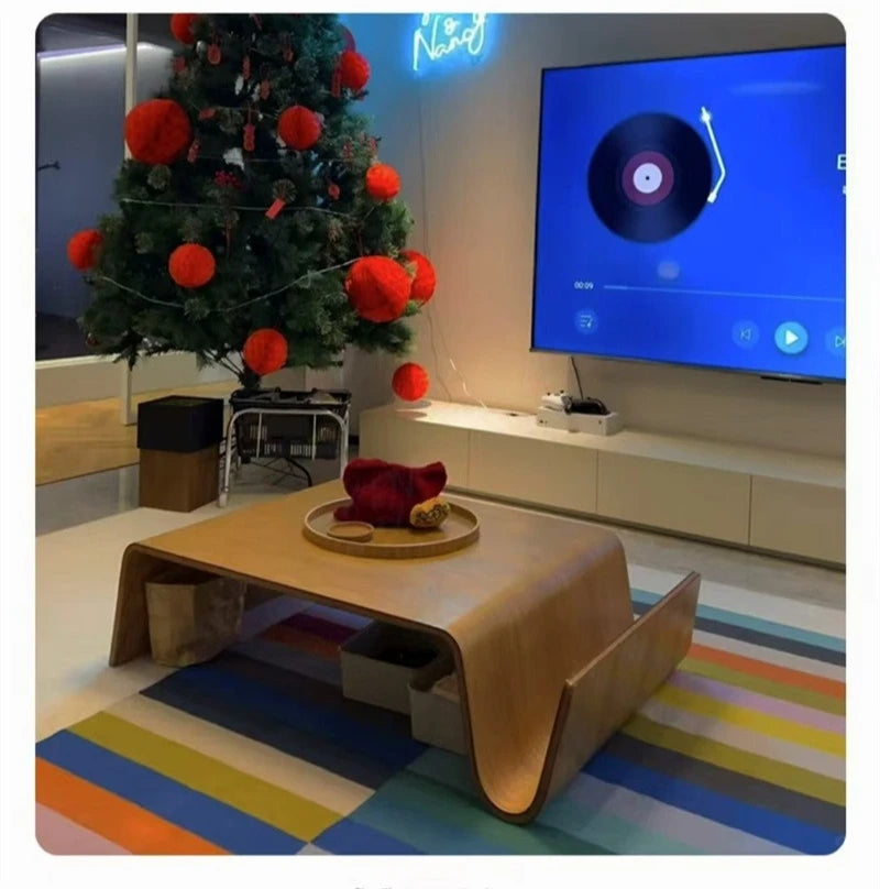 Massivholz Kaffeetisch 2025 - Modern Bentwood Zimmer Schreibtische Tragbar - Niedrig Zentrum Tee Tisch Wohnzimmer Möbel Seite Aufbewahrung Design