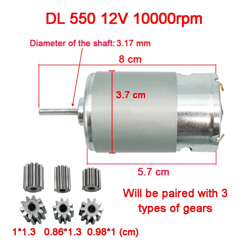 Children's electric car DC motor, kid's car high speed motor,DL 550 High-power motor 570 35000rpm engine