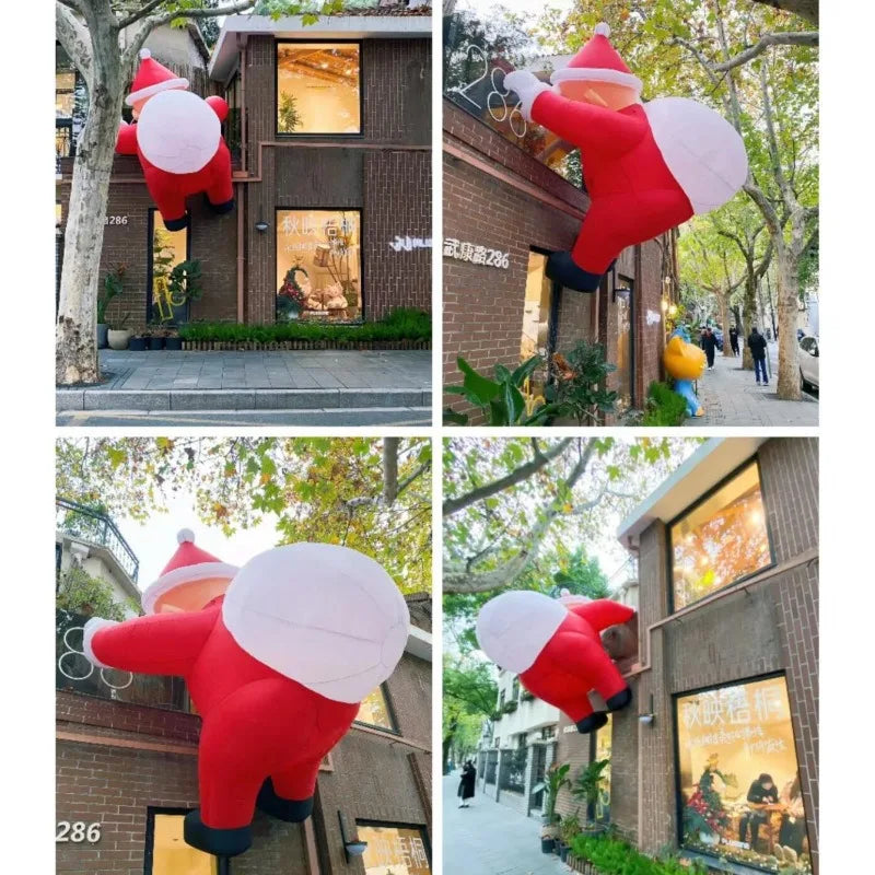 Christmas Inflatable Model,climbing Wall Santa Claus Glowing Inflatable Model, Outdoor Garden Scene Decoration Hanging Ornaments
