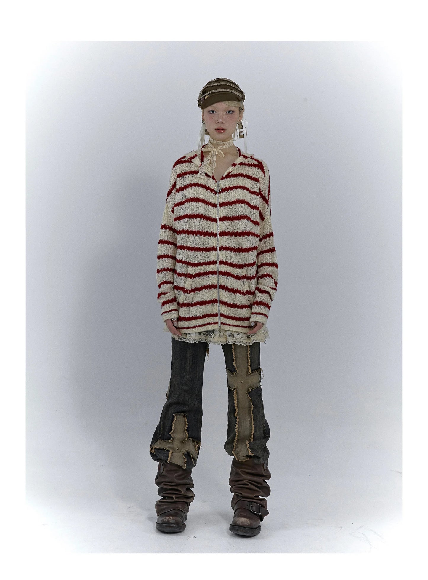 Karrcat Grunge Strickjacke Hollow Out - S/M, Vollarm