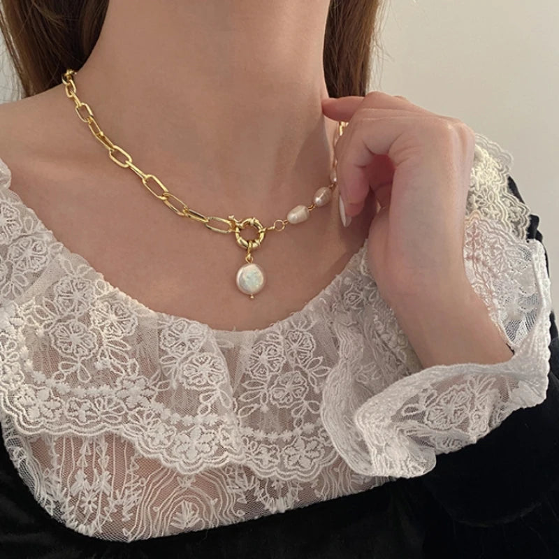 Andere XL0769 Halskette Goldfarbe - Perlen Anhänger 45cm